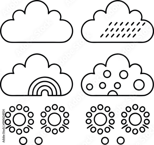 reading clouds for weather line art vector illustration on transparent background