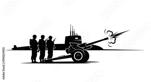 Military forces, artillery firing, submarine, soldiers, war, defense, navy, army, combat, weapon