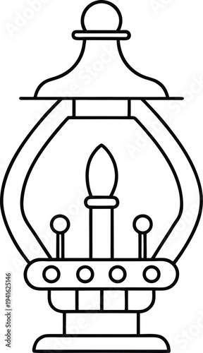 oil lamp with recycled glass line art vector illustration on transparent background