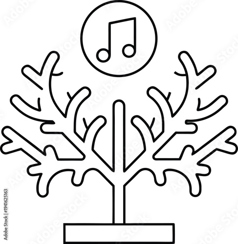 offering songs to dying coral line art vector illustration on transparent background