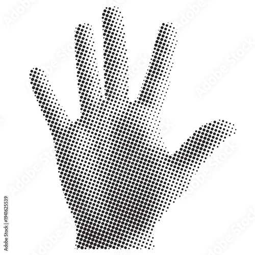 Vulcan Salute Hand Gesture Halftone Dot Art, Sci-Fi Pop Culture Symbol of Peace and Logic, Minimalist Black and White Graphic