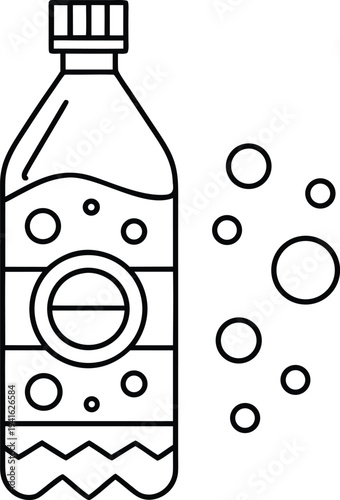 future museum display plastic bottle century line art vector illustration on transparent background