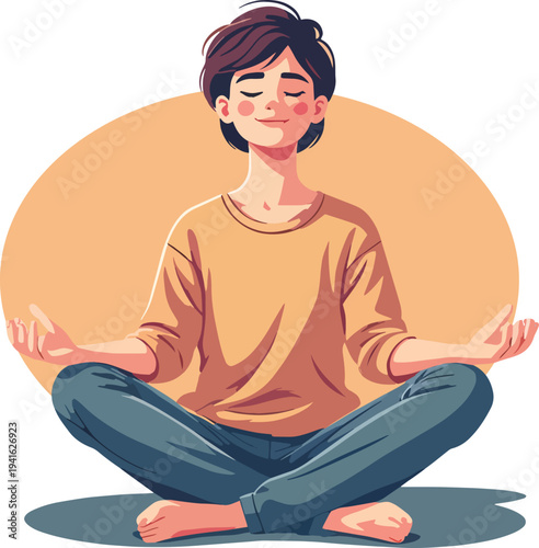 meditazione, relax, yoga, uomo, donna, vettoriale, illustrazione, loto, fitness, corpo, bellezza, fumetti, persone, posa, salute, gravidanza, ponderare, esercizio, stile di vita, rosa, arte, seduta, c