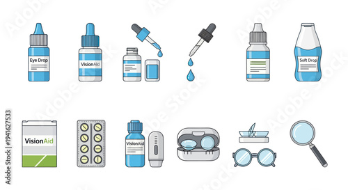Collection of Eye Care Products and Vision Aids.