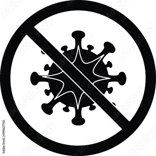 Vector stop virus sign icon for public health safety measures silhouette design