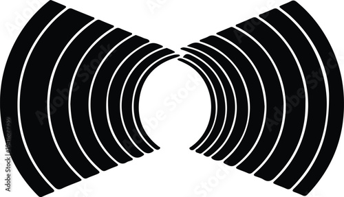 Vector symmetrical expanding curved radio wave communication symbol silhouette design