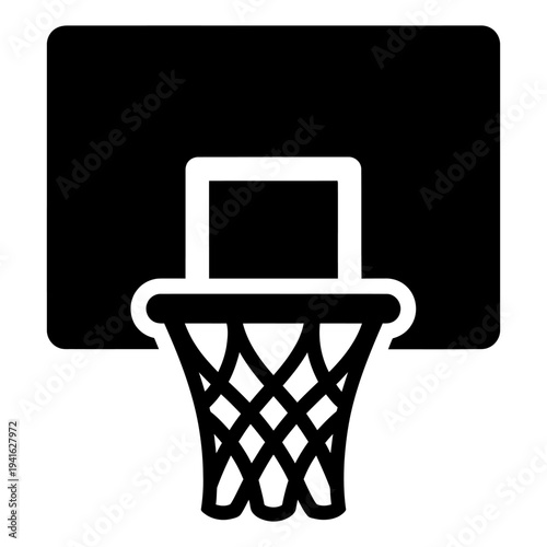 Basketball hoop and backboard icon minimalist black and white vector illustration for sports design