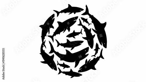 School of Fish Swimming Together in a Circle.