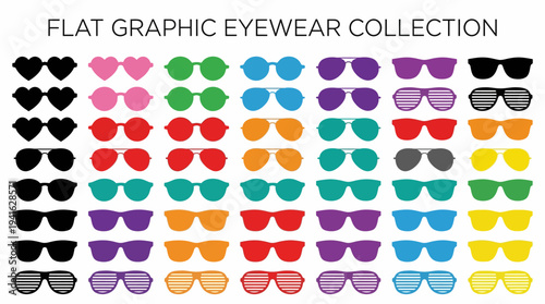 Colorful Flat Graphic Eyewear Collection with Various Styles.