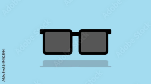 Simple 3D Glasses Icon on Blue Background.