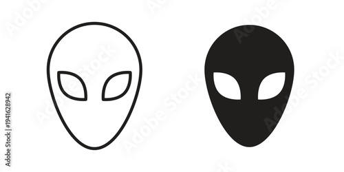Alien icon concept. Silhouette, glyph symbol. Isolated design.
