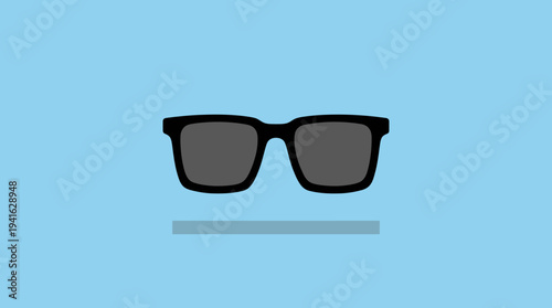 Simple illustration of sunglasses on a blue background.