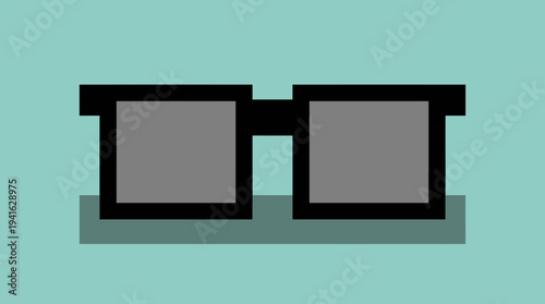 Simple 3D glasses illustration on a teal background.