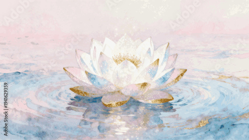 The Calm Bud Gentle Lotus isolated watercolor vector illustration svg