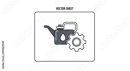Oil Can and Gear Icon: Automotive Maintenance and Engineering Concept.