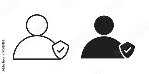 Authentication icon concept. Silhouette, glyph symbol. Isolated design.