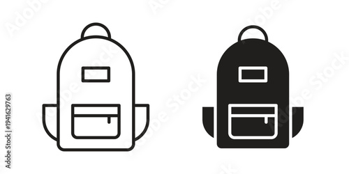 Backpack icon concept. Silhouette, glyph symbol. Isolated design.