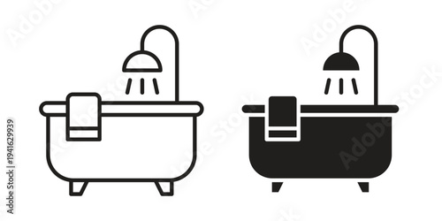 Bathroom icon concept. Silhouette, glyph symbol. Isolated design.