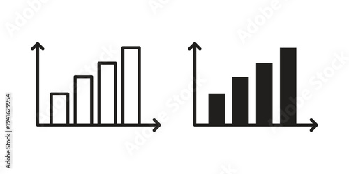 Bar chart icon concept. Silhouette, glyph symbol. Isolated design.