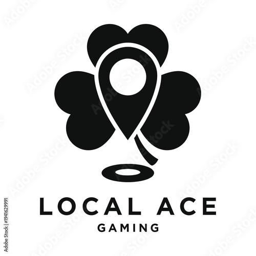 Black Local Ace Gaming logo with shamrock and map pin icon