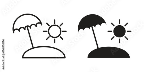 Beach icon concept. Silhouette, glyph symbol. Isolated design.