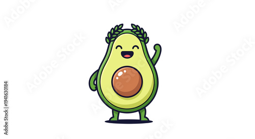 A cartoon avocado character with a smile.