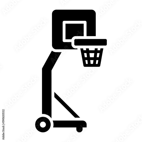 Portable basketball hoop icon with backboard and net silhouette for sports equipment design