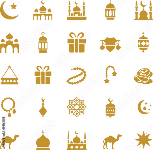 Set of silhouette eid elements icons transparent