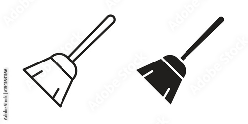 Broom icon concept. Silhouette, glyph symbol. Isolated design.