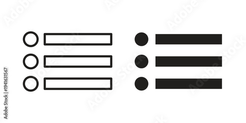 Bulleted list icon concept. Silhouette, glyph symbol. Isolated design.