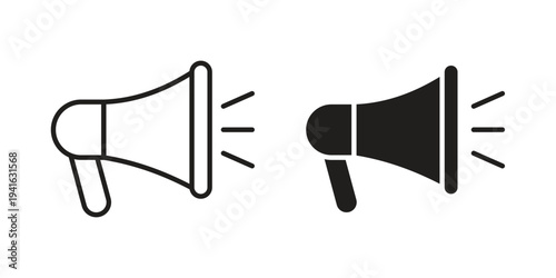 Bullhorn icon concept. Silhouette, glyph symbol. Isolated design.