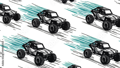 dune buggy seamless vector pattern wallpaper background