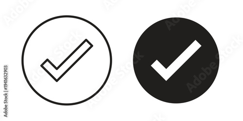 Check mark icon concept. Silhouette, glyph symbol. Isolated design.