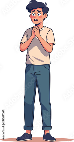 donna uomo paura improvvisa stato di emozione negativo, triste, offeso, sorpreso, emozionato, impaurito vettoriale