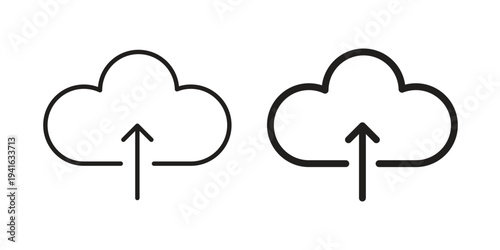 Cloud upload icon concept. Silhouette, glyph symbol. Isolated design.