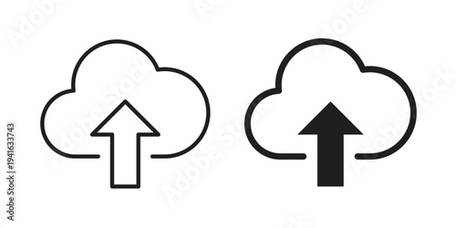 Cloud upload icon concept. Silhouette, glyph symbol. Isolated design.