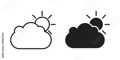 Cloudy Day icon concept. Silhouette, glyph symbol. Isolated design.