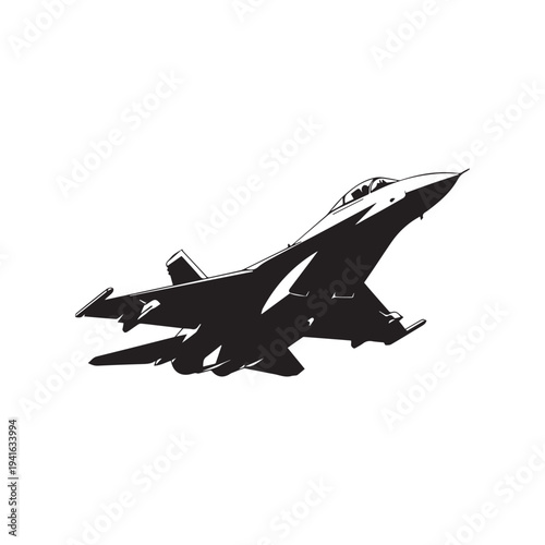 Vector silhouette of a fighter jet aircraft