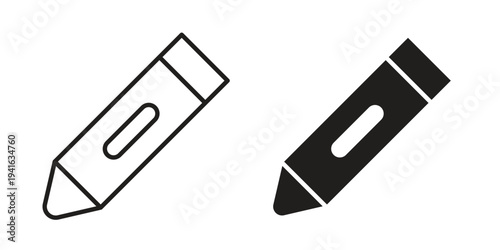 Crayon icon concept. Silhouette, glyph symbol. Isolated design.