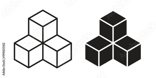 Cube icon concept. Silhouette, glyph symbol. Isolated design.