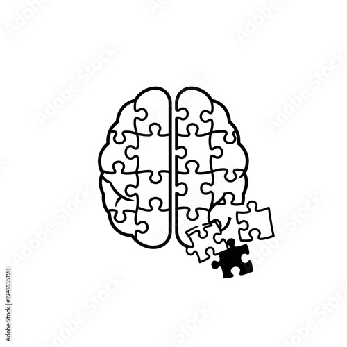 Brain Puzzle Pieces Missing, Cognitive Function Loss, Mental Health Concept