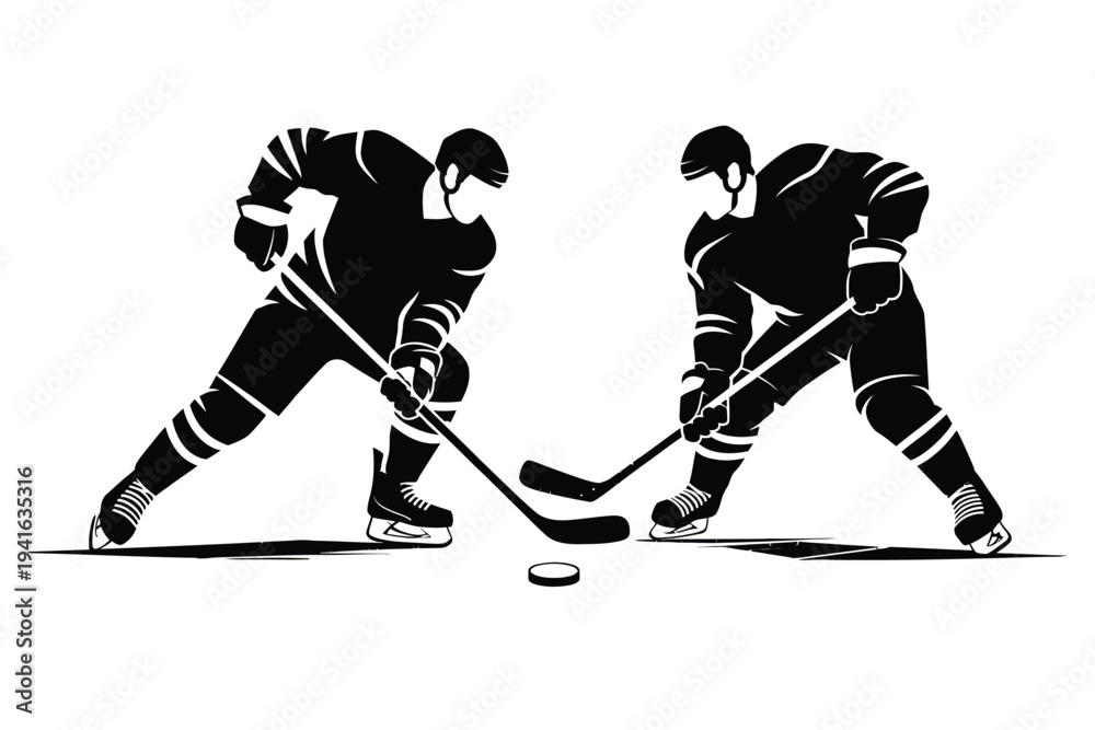 Fototapeta premium Hockey puck motion icon set illustration, dynamic speed effect design with bold black shapes energetic movement strokes and classic sports graphic elements.