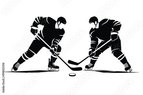 Hockey puck motion icon set illustration, dynamic speed effect design with bold black shapes energetic movement strokes and classic sports graphic elements.