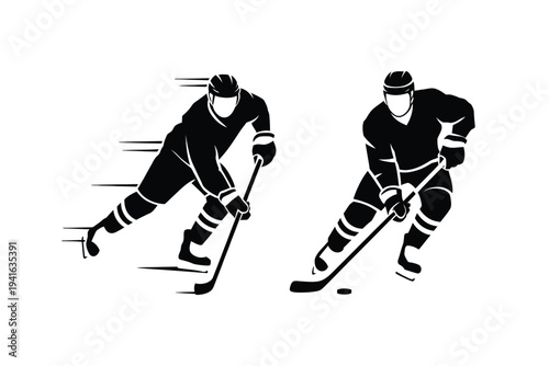 Hockey puck motion icon set illustration, bold sports vector icons featuring puck speed trails motion strokes and energetic hockey action design.