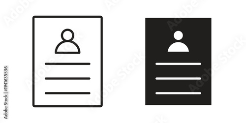 CV icon concept. Silhouette, glyph symbol. Isolated design.