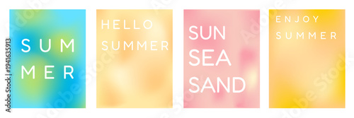 A set of summer blurred backgrounds. Color gradients on a summer theme for creative design. Vector illustration