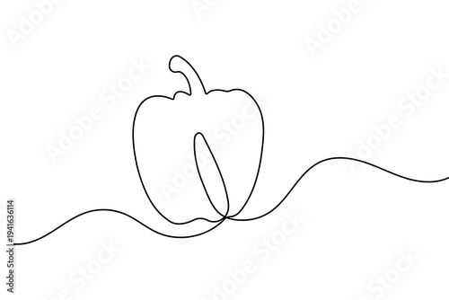 Bell pepper continuous line drawing minimalist style isolated outline vector illustration