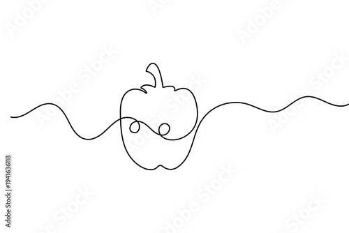 Bell pepper continuous line drawing minimalist style isolated outline vector illustration