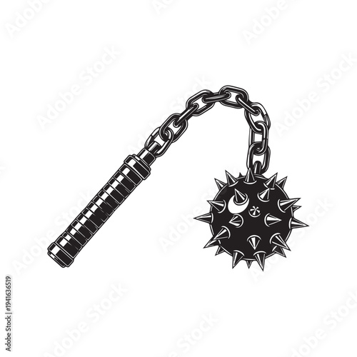 Vector illustration of a spiked flail weapon