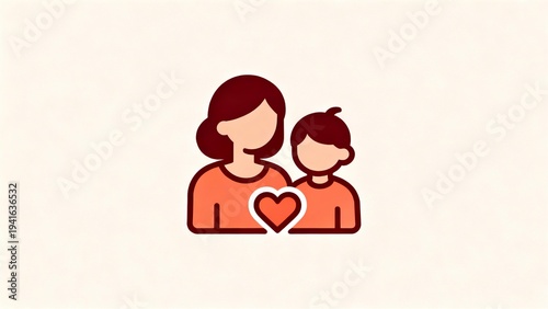 Mother and Child Love Icon for Family Care Support Services Website Design
